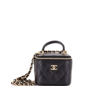 Chanel Classic Top Handle Vanity Case with Chain Quilted Lambskin Mini