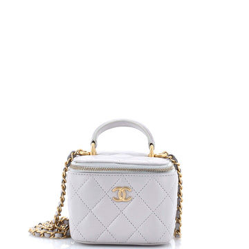 Chanel Classic Top Handle Vanity Case with Chain Quilted Lambskin Mini