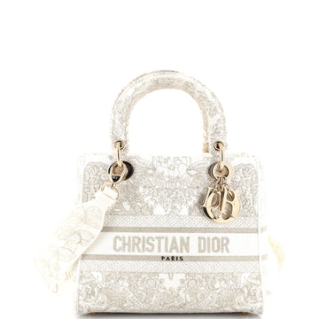 Christian Dior Lady D-Lite Bag Embroidered Canvas Medium