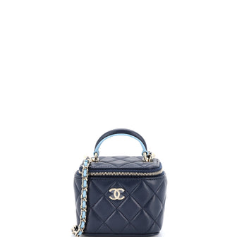 Chanel Classic Top Handle Vanity Case with Chain Quilted Lambskin Mini