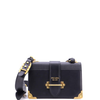 Prada Cahier Crossbody Bag Leather and Saffiano Leather Large