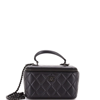 Chanel Classic Top Handle Vanity Case with Chain Quilted Lambskin Small