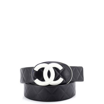 Chanel Oval CC Belt Quilted Lambskin Wide