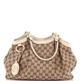 Gucci Sukey Tote GG Canvas with Leather Medium