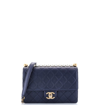 Chanel Chic Pearls Flap Bag Quilted Goatskin with Acrylic Beads Small