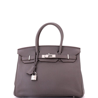 Hermes Birkin Handbag Grey Togo with Palladium Hardware 30