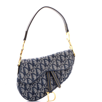 Christian Dior Vintage Saddle Bag Diorissimo Canvas Small