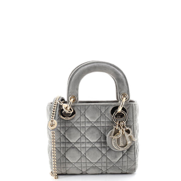 Christian Dior Lady Dior Chain Bag Cannage Quilt Velvet with Crystal Charms Mini