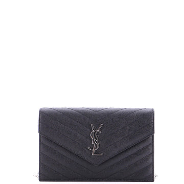 Saint Laurent Classic Monogram Wallet on Chain Matelasse Chevron Leather Small