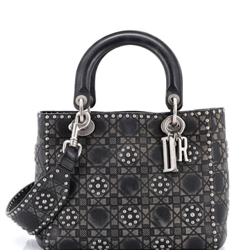 Christian Dior Supple Lady Dior Bag Studded Cannage Embossed Calfskin Medium