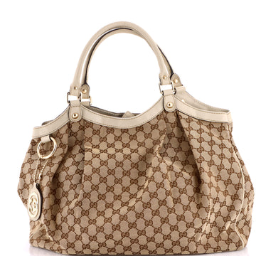 Gucci Sukey Tote GG Canvas with Leather Large