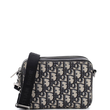 Christian Dior Double Zip Crossbody Pouch Oblique Canvas