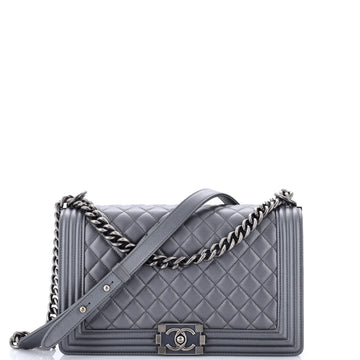 Chanel Boy Flap Bag Quilted Metallic Calfskin New Medium