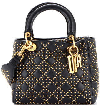 Christian Dior Supple Lady Dior Bag Cannage Studded Lambskin Medium