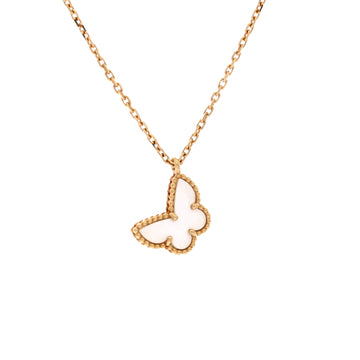 Van Cleef & Arpels Sweet Alhambra Butterfly Pendant Necklace 18K Yellow Gold and Mother of Pearl