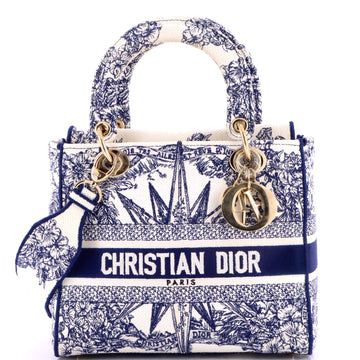 Christian Dior Lady D-Lite Bag Embroidered Canvas Medium