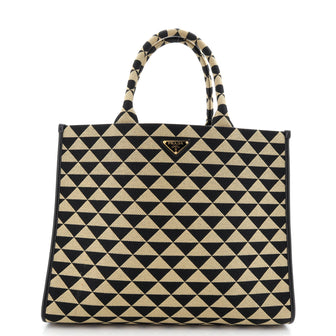 Prada Symbole Shopper Tote Jacquard Large