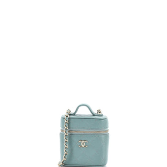 Chanel Handle with Care Vanity Case with Chain Quilted Caviar