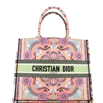 Christian Dior Book Tote Embroidered Canvas Large