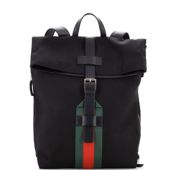Gucci Web Fold Over Backpack Techno Canvas Medium