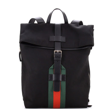 Gucci Web Fold Over Backpack Techno Canvas Medium