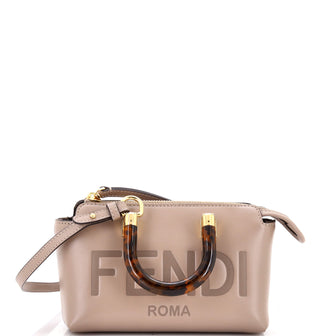 Fendi Logo By The Way Top Handle Bag Embossed Leather Mini