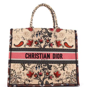 Christian Dior Book Tote Embroidered Canvas Large