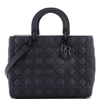 Christian Dior Ultra Matte Lady Dior Bag Cannage Quilt Calfskin Large