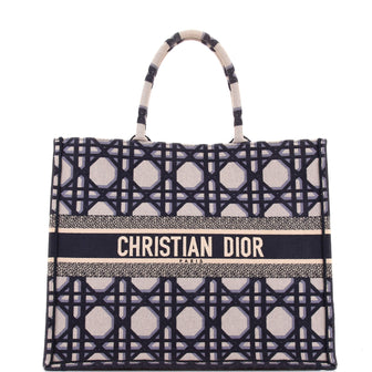 Christian Dior Book Tote Macrocannage Embroidered Canvas Large