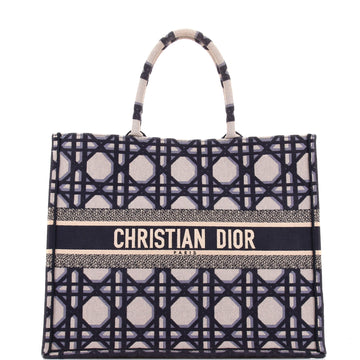 Christian Dior Book Tote Macrocannage Embroidered Canvas Large
