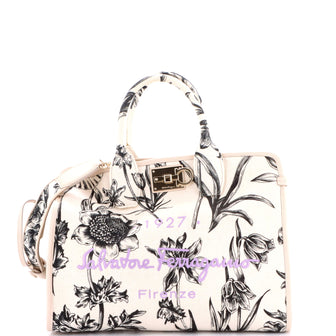 Salvatore Ferragamo Studio Logo Satchel Printed Canvas Medium