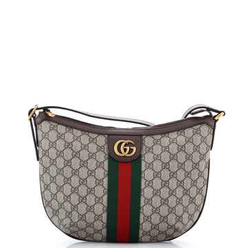 Gucci Ophidia Half Moon Hobo GG Coated Canvas Small