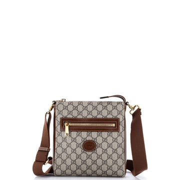 Gucci Interlocking G Patch Zip Messenger Bag GG Coated Canvas Small