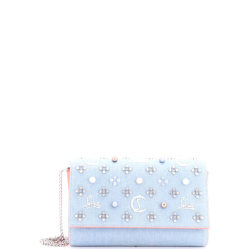 Christian Louboutin Paloma Clutch Embellished Denim Small