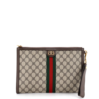 Balenciaga x Gucci The Hacker Project Web Wristlet Clutch BB Coated Canvas