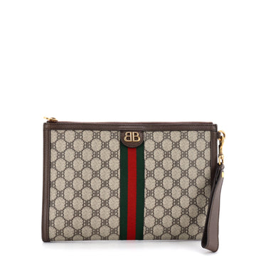 Balenciaga x Gucci The Hacker Project Web Wristlet Clutch BB Coated Canvas