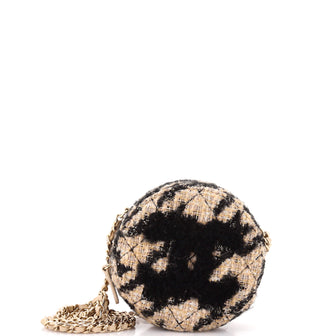 Chanel Round Clutch with Chain and Coin Purse Quilted Tweed with Shearling