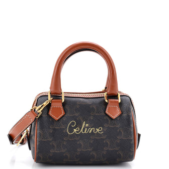Celine Boston Bag Triomphe Coated Canvas Mini