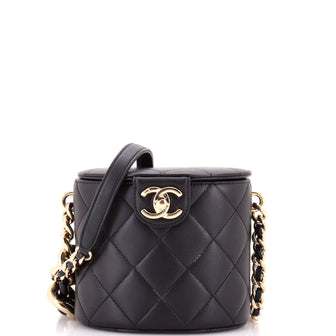 Chanel Resin Elegant Chain Tubular Vanity Case Quilted Lambskin Small
