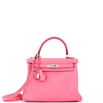 Hermes Kelly Handbag Pink Swift with Palladium Hardware 25
