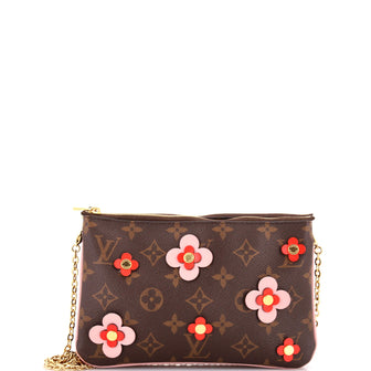 Louis Vuitton Double Zip Pochette Limited Edition Blooming Flowers Monogram Canvas