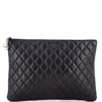 Chanel Cosmo Charms O Case Clutch Quilted Lambskin Large