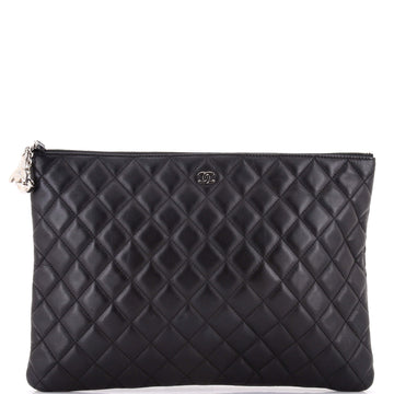 Chanel Cosmo Charms O Case Clutch Quilted Lambskin Large