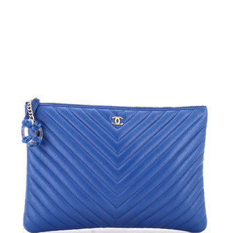 Chanel Charm O Case Pouch Chevron Lambskin Medium