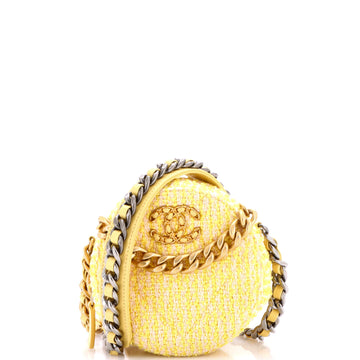 Chanel 19 Round Clutch with Chain Quilted Tweed