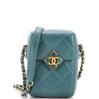 Chanel Diamond Lock CC Phone Holder Crossbody Bag Quilted Lambskin Mini