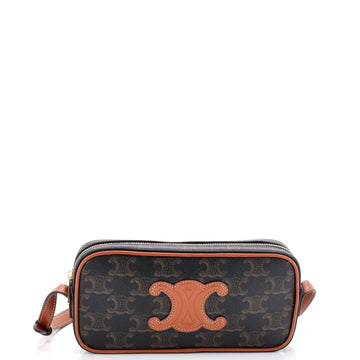 Celine Cuir Triomphe Camera Shoulder Bag Triomphe Coated Canvas with Leather Small
