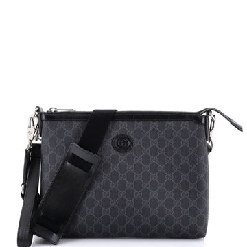 Gucci Interlocking G Patch Wristlet Messenger Bag GG Coated Canvas Medium