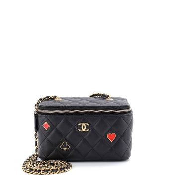 Chanel Coco Casino Vanity Case with Chain Quilted Caviar Small