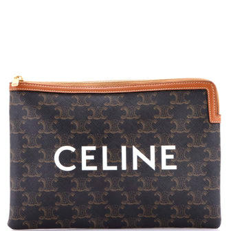 Celine Zip Pouch Triomphe Coated Canvas Small